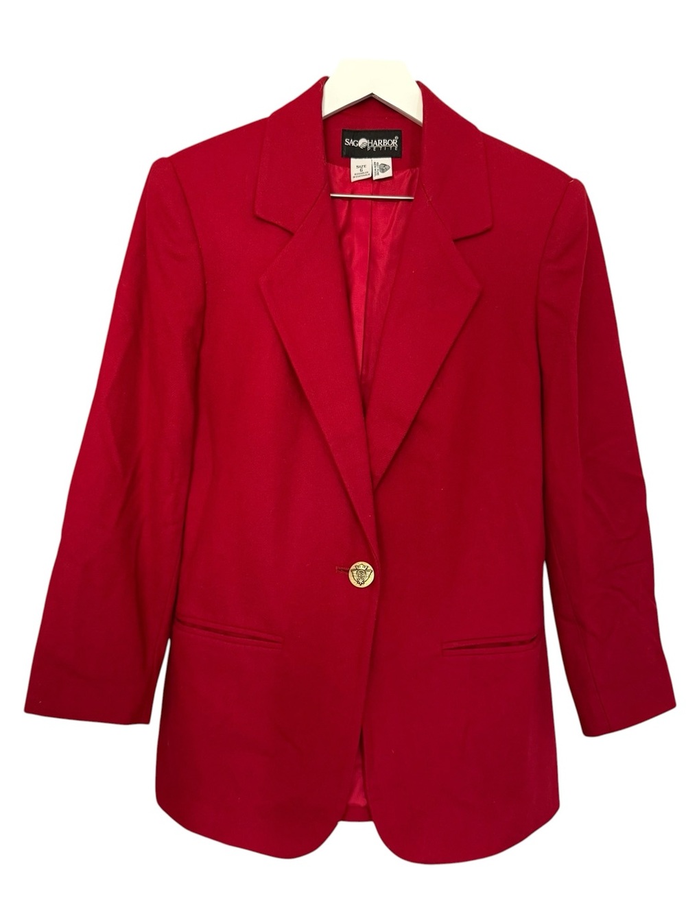 Vintage 90s Sag Harbor Wool Blazer Jacket Women Size 6 Office Career Corporate